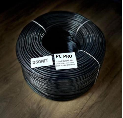 PCPRO KABLO 250MT 2+1 2X0.50 POLİETİLEN DIŞ ORTAM SİYAH CCTV KABLO 